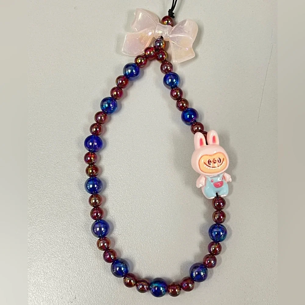 THE FAMOUS LABUBU Beaded Charm Bracelet - Blue and Red/Blue